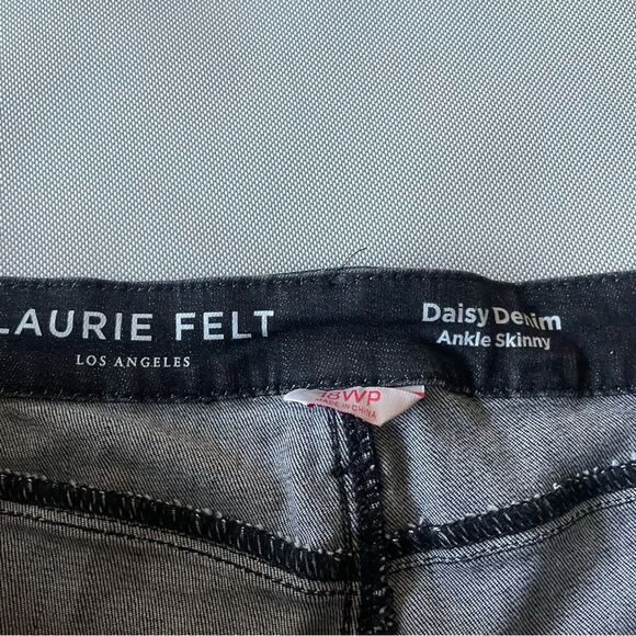 Laurie Felt Los Angeles Black Daisy Denim Ankle Skinny Jeans Women’s Size 18WP - Picture 5 of 11
